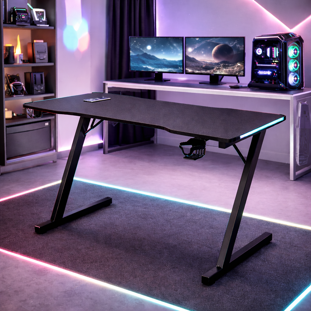 Table Gamer + LED & CUP HOLDER